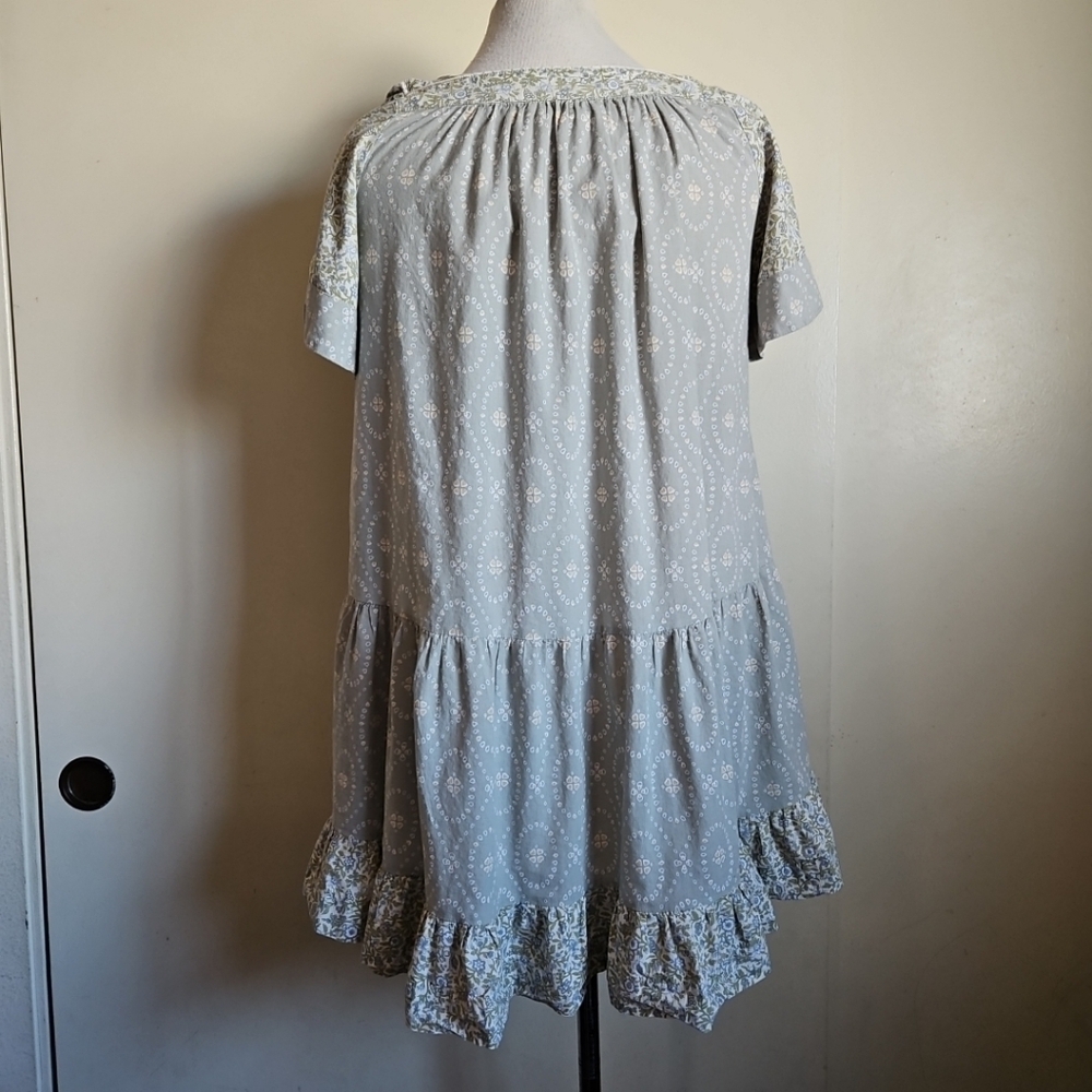 Umgee Floral Trapez & Swing Mini-Dress Short Sleeves With Pockets Size Small - Picture 8 of 14